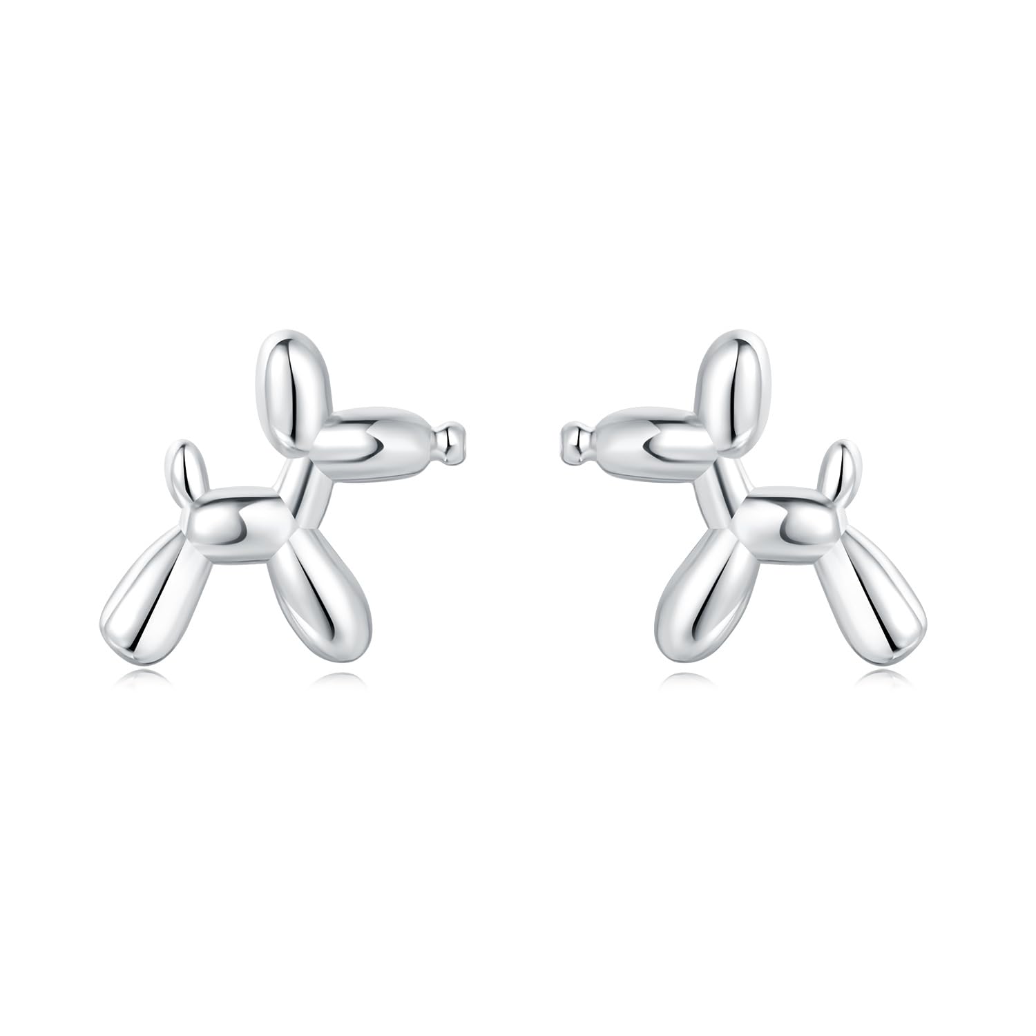 Cycuff 925 Sterling Silver Earrings Studs Colorful Cubic Zirconia Jewelry Stud Earrings for Women Set Earring Present for Her (Cute Balloon Dog Earrings)