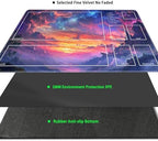 MTG Playmat with Zones Magic Card Playmat Game Mat,TCG & CCG Card Games Mat with Free Storage Bags Size 24 x 14 Inches (with Zones,Cloud3)