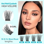 10Rows Mixed 10-12-14-16mm /8-10-12-14mm Individual False Eyelashes D Curl Wide Stem Dramatic Black Makeup Cluster Eyelashes Natural Volume Eye Lashes Extensions (HD-lashes kit-10-12-14-16MM Mixed)