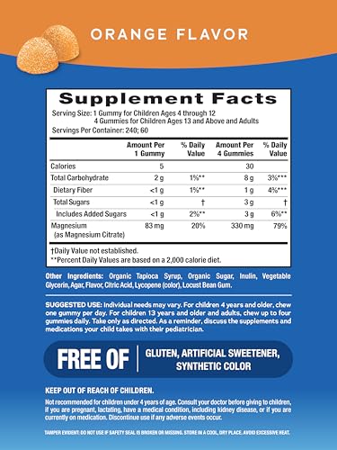 Natural Vitality Calm Magnesium Gummies | 330mg Per Serving | Orange Flavored Supplement | Gluten-Free & Vegan | 240 Count