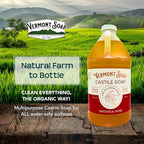 Vermont Castile Soap Patchouli Rose, Gentle Liquid Soap for Sensitive Skin & Natural Body Wash, Organic Hair Shampoo for Oily Hair, Aloe Castile Soap for Men & Women - 64 Oz