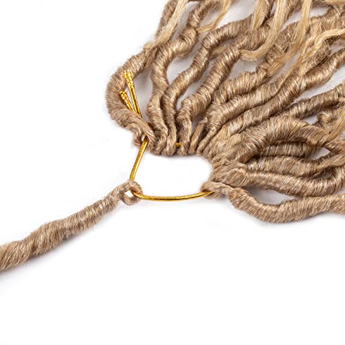 Goddess Locs Crochet Hair 22 Inch Boho River Locs Hippie Locs Wavy Crochet With Curly Hair In Middle And Ends Braids Hair Extensions (8Packs,22 inch, T27/613)