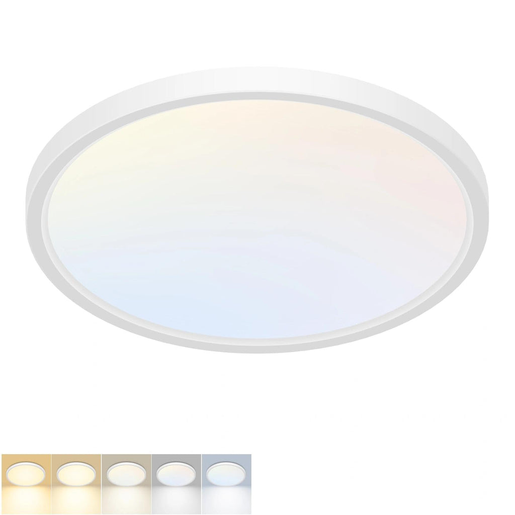 Fairdeer LED Flush Mount Ceiling Light,9Inch 18W,3000K/3500K/4000K/5000K/6500K 5 Color Temperatures Ceiling Light Fixture for Kitchen Porch Hallway Bedroom Bathroom and Closet,White