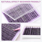60D Natural Lash Clusters Lash Extensions Kit 252 Pcs Fluffy Eyelash Clusters DIY Individual Lashes Extensions D Curl Left & Right Eyelash Cluster with Bond and Seal and Tweezers