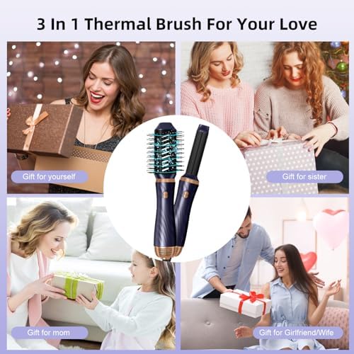 6 in 1 Blow Dryer Brush, Detachable Hair Dryer Brush Air Curler Air Styler Wrap, Curly Twist Hot Curling Iron, Blow Dryer Hot Brush Styler Negative Ion Brush, Travel Hair Styling Tool