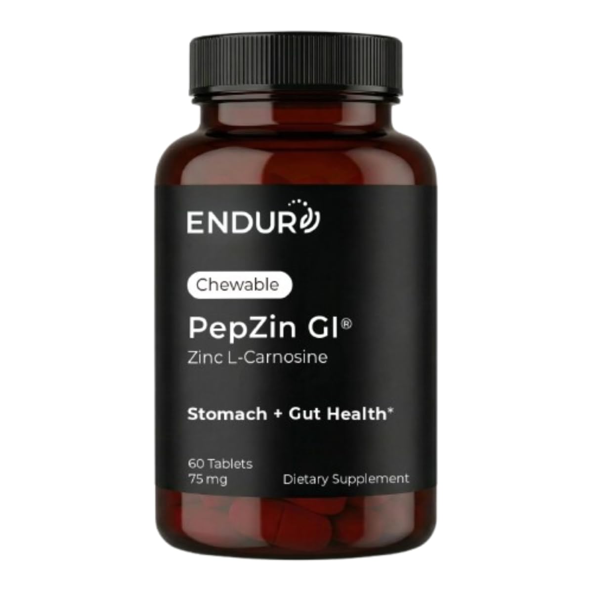 Endur PepZinGI ZINC-CARNOSINE Chewables, Digestive Supplement, Gentle & Effective Formula for Digestive Wellness, Gluten Free, 75mg (60 Tablets)