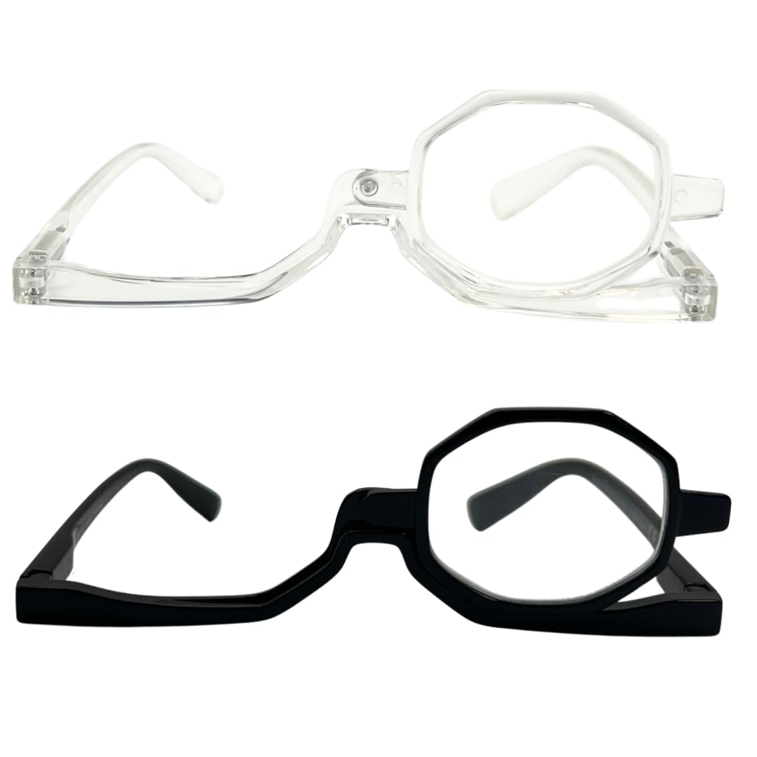 MIYUI JAPAN 2 Pairs Makeup Reading Glasses Magnifying Make up Spectacles Flip Down Cosmetic Womens Reading Glasses 2.0