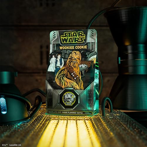 Bones Coffee Company Star Wars Wookiee Cookie Flavored Coffee Beans, Medium Roast Ground Coffee Low Acid, Chocolate Chip Cookie Flavor (12 oz)