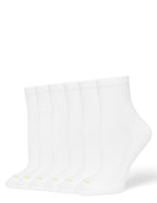 HUE Mini Crew Socks for Women, 6-Pack, White, One Size