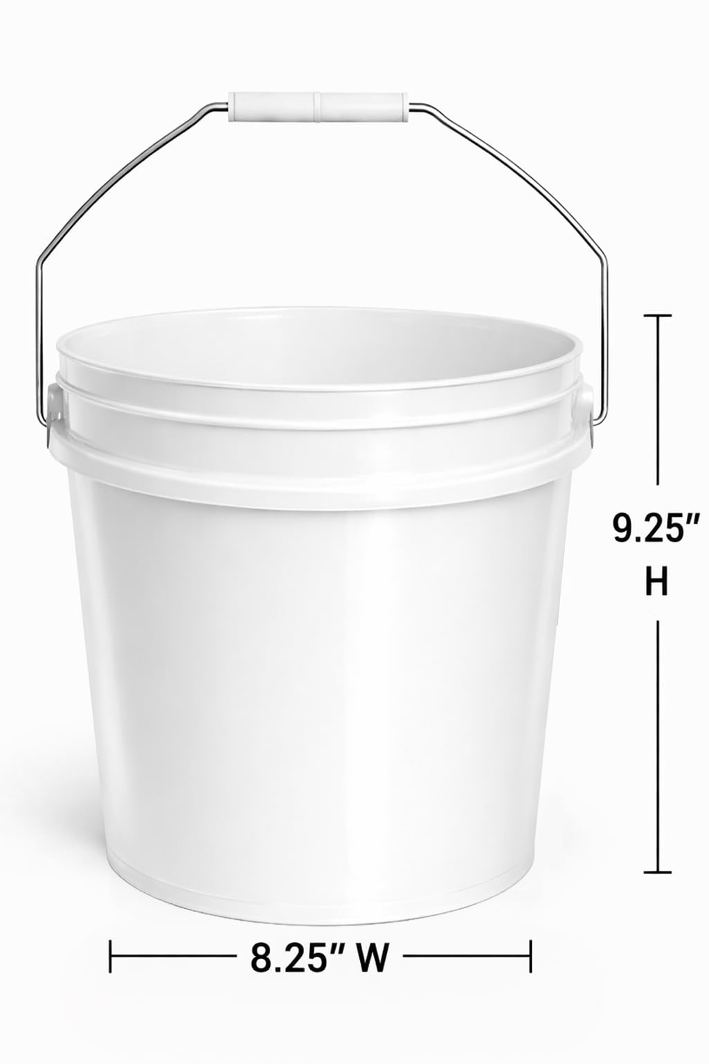 MKS Plastics 2-Gallon Bucket with Airtight Lid – Made in USA, Food Grade BPA Free Plastic, Heavy Duty Multi-Use, Metal Handle with Grip, Stackable Storage – White, 10 Pack