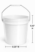 MKS Plastics 2-Gallon Bucket with Airtight Lid – Made in USA, Food Grade BPA Free Plastic, Heavy Duty Multi-Use, Metal Handle with Grip, Stackable Storage – White, 10 Pack