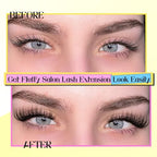 ALICE Fluffy Volume Lash Clusters Kit Lash Extension Kit Thick 3D Wispy DIY Eyelash Extension Kit with 220Pcs Mink Look Individual Lashes, Lash Bond and Remover,Tweezers(10-16mm,0.05D, D Curl)