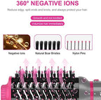 IG INGLAM 4 in 1 Blowout Brush, Negative Ion Detachable Hair Dryer & Styler Volumizer Hot Air Brush with 2 Styling Brush Heads, Silver