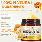 Beef Tallow for Skin, Beef Tallow for Face, Organic Beef Tallow Face Moisturizer, Natural Tallow and Honey Balm, Pure Beef Tallow Moisturizer Body, Grass Fed Beef Tallow, All Skin Types 4.2 Oz