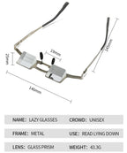Lazy Glasses Prism Glasses for Watch TV, Read, or Browse Your Phone While Lying Down，New Upgraded Lighter and Clearer Lazy Glasses Spectacles for Lying Down, Reducing Neck and Cervical Strain (Silver)