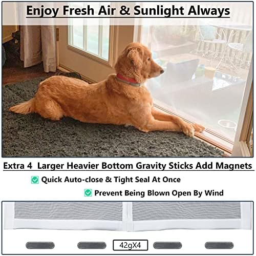 Upgraded Magnetic Screen Door Thicker Fiberglass Mesh,36 Longer Magnets,Screen Door Mesh Magnetic Closure for Single Door,Retractable Magnetic Door Screen,Fit Doors to 32x80 Inch White