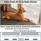 Upgraded Magnetic Screen Door Thicker 250g/m² Reinforced Mesh,36 Longer Magnets, Retractable Screen Door Mesh Magnetic Closure for Single Front Door