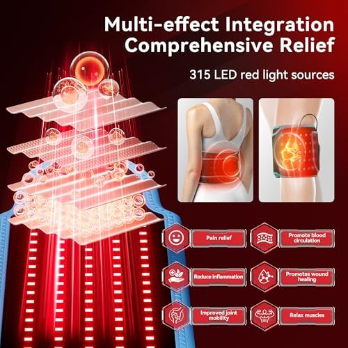 Red Light Therapy, 150 LEDs Portable Red Light Therapy Belt with Wireless Rechargeable Controller, 660nm & 850nm Infrared Light Therapy for Body, Waist Back Muscle Pain Relief (Black)