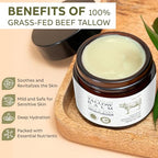 Beef Tallow for Skin, Beef Tallow and Honey Balm, Tallow Face Moisturizer Nourishes and Hydrates the Skin, Grass Fed Whipped Tallow Honey Balm Enriched with Raw Wild Honey 60g