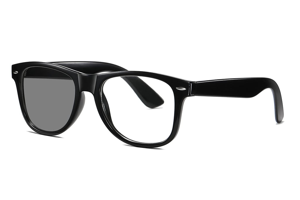 ZAMGIC Photochromic Day Night Sunglasses Blue Light Blocking Glasses for Men and Women Retro Rectangle Black Frame Photochromic Lens