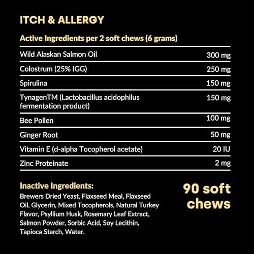 Kayode Itch & Allergy - Natural Dog Allergy Chews. Allergy Relief for Dogs. Premium Colostrum for Dogs, Bee Pollen for Dog Allergies. Alternative to Allergy Medicine for Dogs