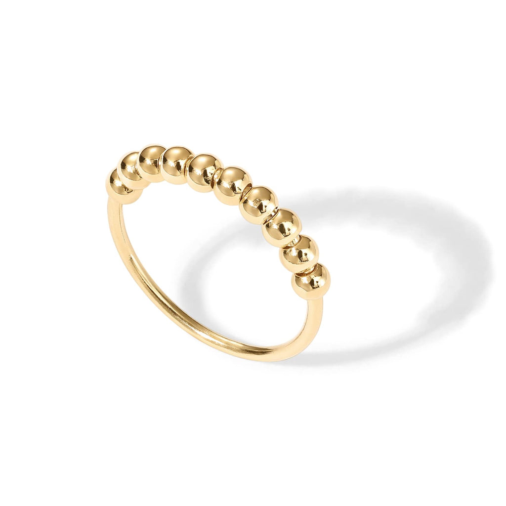 PAVOI Spinning Anxiety Ring - Beads - Yellow Gold