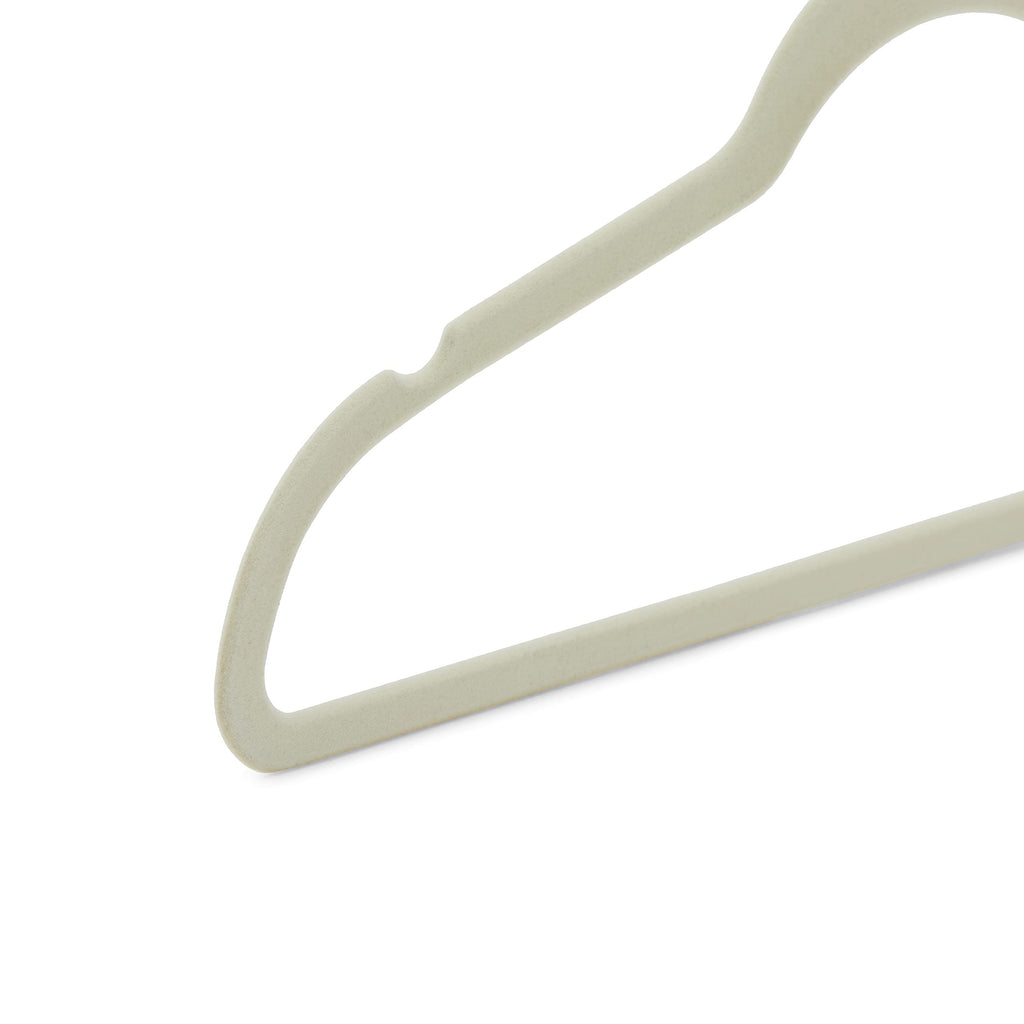 Amazon Basics Slim Velvet Non-Slip Space Saving Suit Clothes Hangers with Shoulder Notches for Closet Organization, Ivory/Silver, 50-Pack
