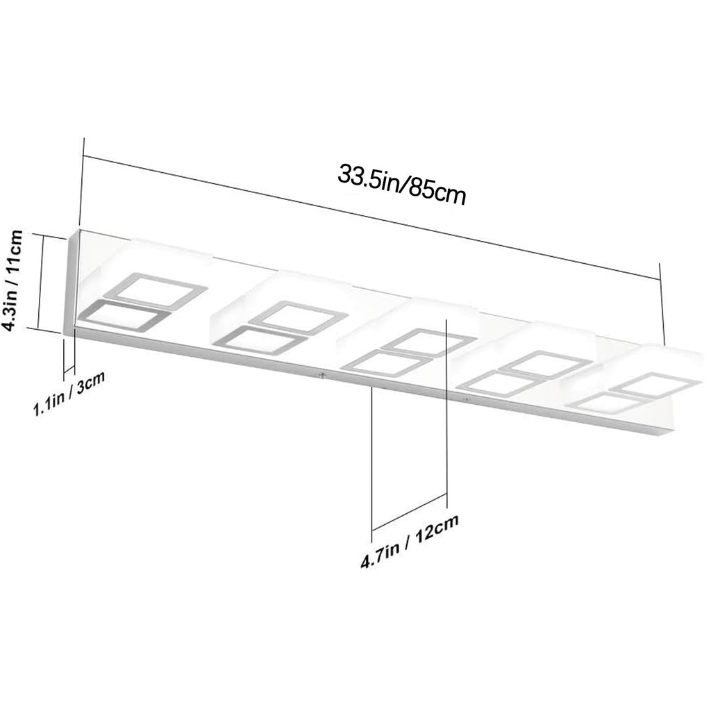 Ralbay Chrome Bathroom Vanity Lighting Fixtures Acrylic Rotable 360° LED Modern Bathroom Vanity Light Over Mirror (6000K White Light)