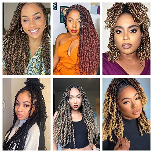 8 Packs Passion Twist Hair 12 Inch Pre-twisted Passion Twist Crochet Hair Pre-looped Crochet Braids Hair for Women Passion Twists Braiding Hair Synthetic Hair Extensions (12Strands/Pack; 1B#)