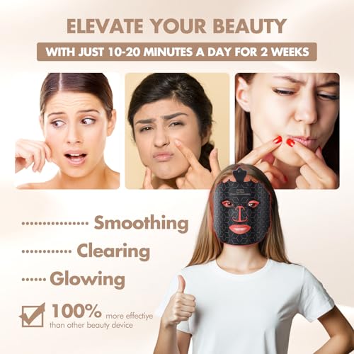 Red Light Therapy Mask for Face, 7 Colors LED Face Mask Light Therapy At Home, Led Face Mask Light Therapy, Black