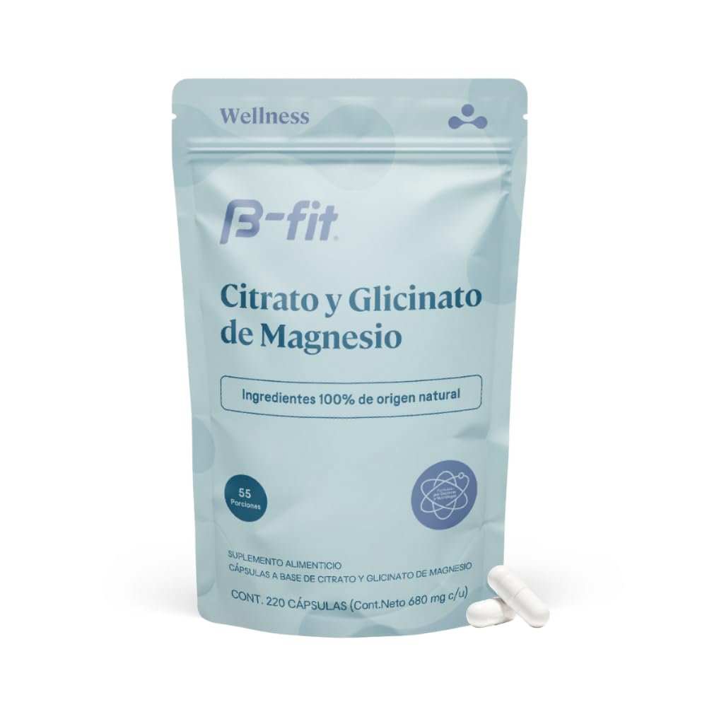 B-FIT B Magnesium Glycinate & Citrate - Supports Sleep and Muscle Recovery - Vegan - 496 mg -220 Capsules - 2 Month Supply