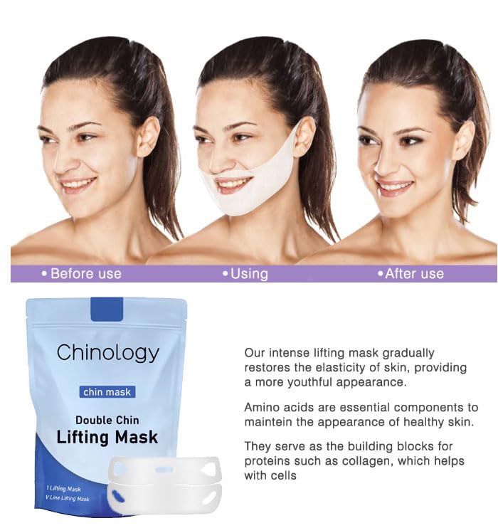 Chinology Double Chin Lifting Mask, Double Chin Reducer, Jawline Firming Mask for Face and Neck for Tightening and Firming (3 PCS)