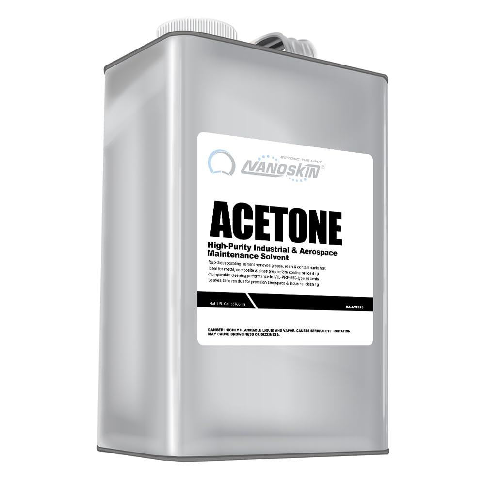 Nanoskin Acetone 1 Gallon – Industrial & Aerospace Grade Solvent Cleaner, Fast-Evaporating Degreaser for Metal, Glass & Composite Surface Prep, Residue-Free Formula for Paint & Adhesive Removal