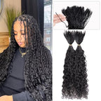 Pre-Divided Human Braiding Hair for Boho Braids Water Deep Wave Human Hair Bulk for Braiding Curly Human Hair for Boho Locs Boho Crochet Braids Human Hair Extensions (1B, 22"-160Strands)