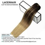Lacer Balayage Clip in Hair Extensions B#2/12 Darkest Brown to Light Golden Brown Color Remy Human Hair Extensions Clip in Real Natural Hair Extensions Straight Thick 120g 16 Inch