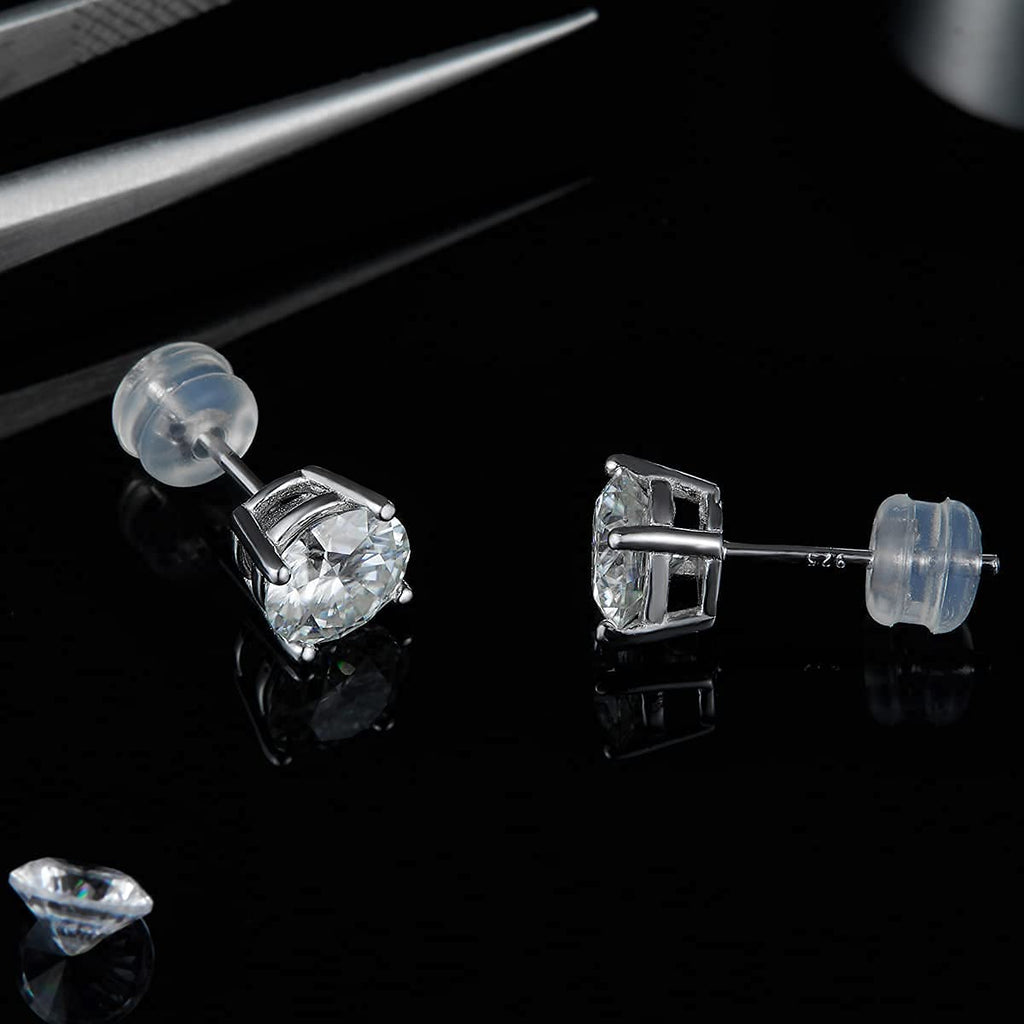 Moissanite Stud Earrings for Women,Sterling Silver 925 Earrings Jewelry Engagement Gifts for Women Men(6.5mm)