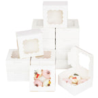 Bakepacker White 30-Packs Bakery Boxes with Window 6x6x3 inches Thick & Sturdy Macaroon Pastry Boxes Cookie Boxes for Bakerys