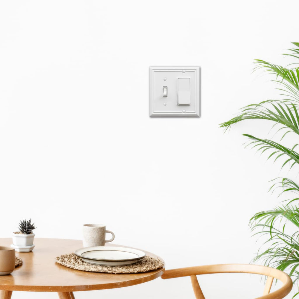 OKAWYC Toggle/Decorator Light Switch Cover Adler Metal Wall Plate, 2-Pack White 2 Gang, for Receptacle Dimmer Switch GFCI Outlet, Switch Cover Decorative Wallplate, Durable