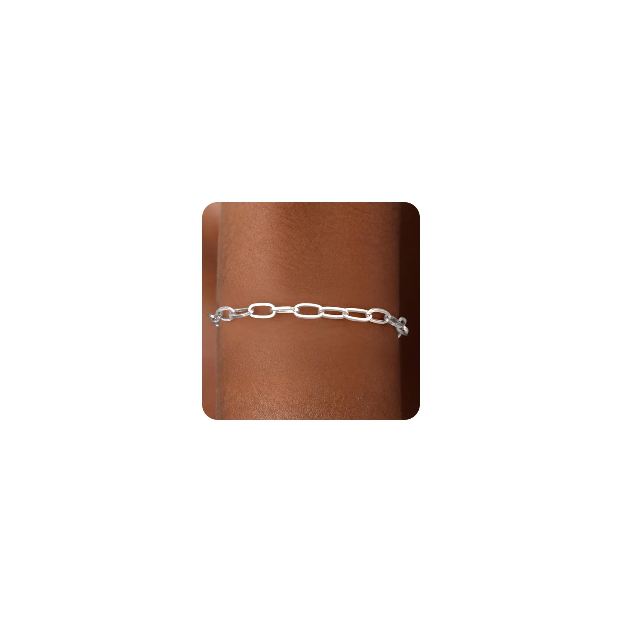 Treasure Bender S925 Sterling Silver Paperclip Chain Bracelets 7inches