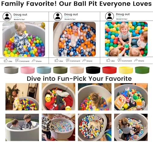 Ball Pit for Toddlers 35.43''x11.81 Baby Ball Pits Soft Memory Foam Ball Pit Round Kids Play Ball Pool Ideal Gift for Girls and Boys (Yellow, NO Balls)