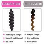 COOKOO 9 Packs Body Wave Braiding Hair 14 Inch Pre Feathered Mix Blond and Brown Bouncy Braiding Hair French Curl Wavy Braids Ocean Deap Twist Synthetic Hair for Boho Box Braids(27M30#)