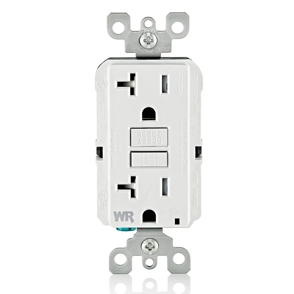 Leviton Self-Test SmartlockPro Slim GFCI Weather-Resistant and Tamper-Resistant Receptacle with LED Indicator, GFWT2-W, White, Pack of 10