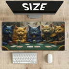 Playmats for Magic: The Gathering MTG Card Game Mat Plus 50 Pcs Card Sleeves, 24 x 14 inch TCG Mat with Stitched Edge for Commander Deck Duskmourn Board Game, Cats Play Poker
