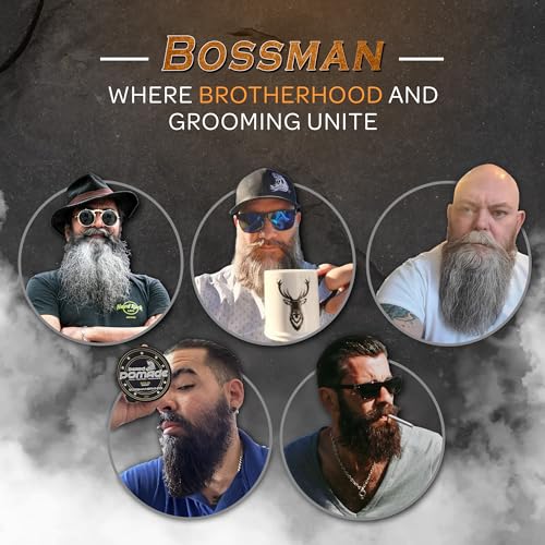 Bossman Hair & Beard Pomade - All Day Hold, Control and Moisturizing Hair, Beard and Moustache Styling Product - Natural Strong Hold Pomade - Made in USA (Royal Oud Scent)