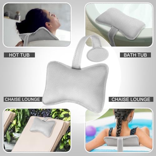 2 Pcs Hot Tub Pillows for Bathtub Universal Spa Pillow Headrest for Outdoor Hot Tub Universal Head and Neck Support Cushion Spa Chaise Lounge Pillow Enhanced Comfort and Elevated Headrest, with Hook