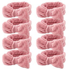 Ondder Spa Headband for Washing Face 8 Pack Dark Pink Skincare Headbands for Women Girls Terry Cloth Cute Bow Head Bands