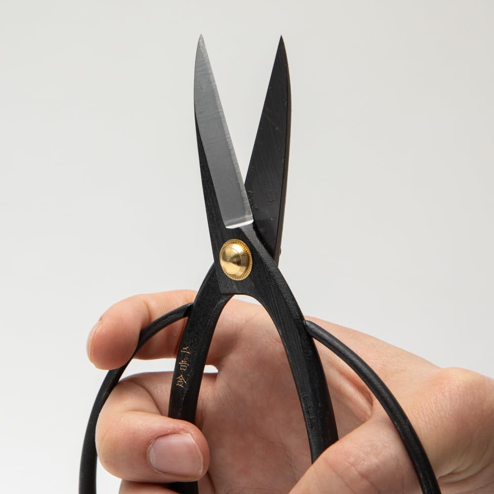 SenkichiKin Bonsai Scissors 7in (180mm) – Made in Japan Pruning Shears, Sharp Carbon Steel for Precision Trimming, Lightweight Tool for Bonsai, Flowers & Indoor Plants, forest Originals