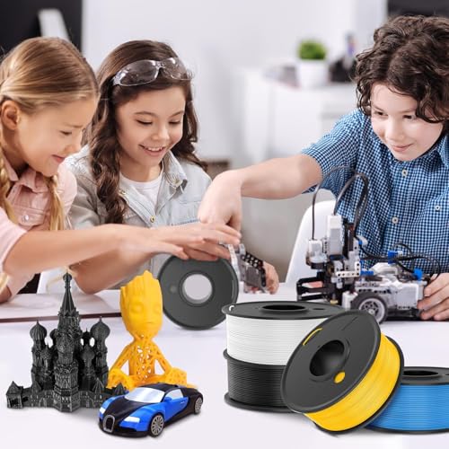 SUNLU PLA Filament 1.75 Bundle, Individually Vacuum Packed, 2kg in Total, 0.25kg per Spool, 8 Pack, Black+Clear +Clear(Yellow+Blue+Green+Purple+Red+Orange)