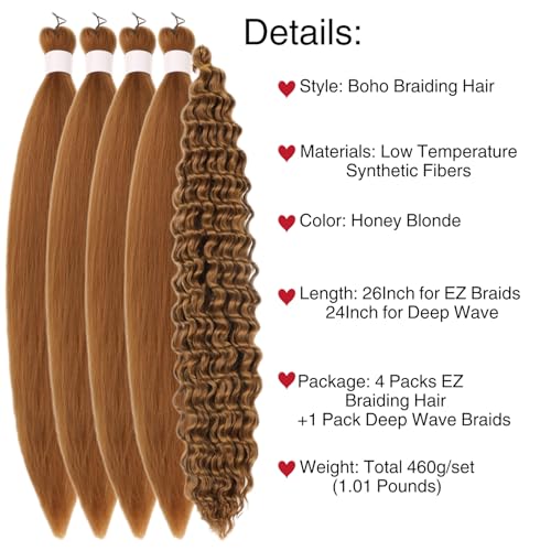 Honey Blonde Braiding Hair for Boho Braids Bohemian Boho Braiding Hair for Black Women