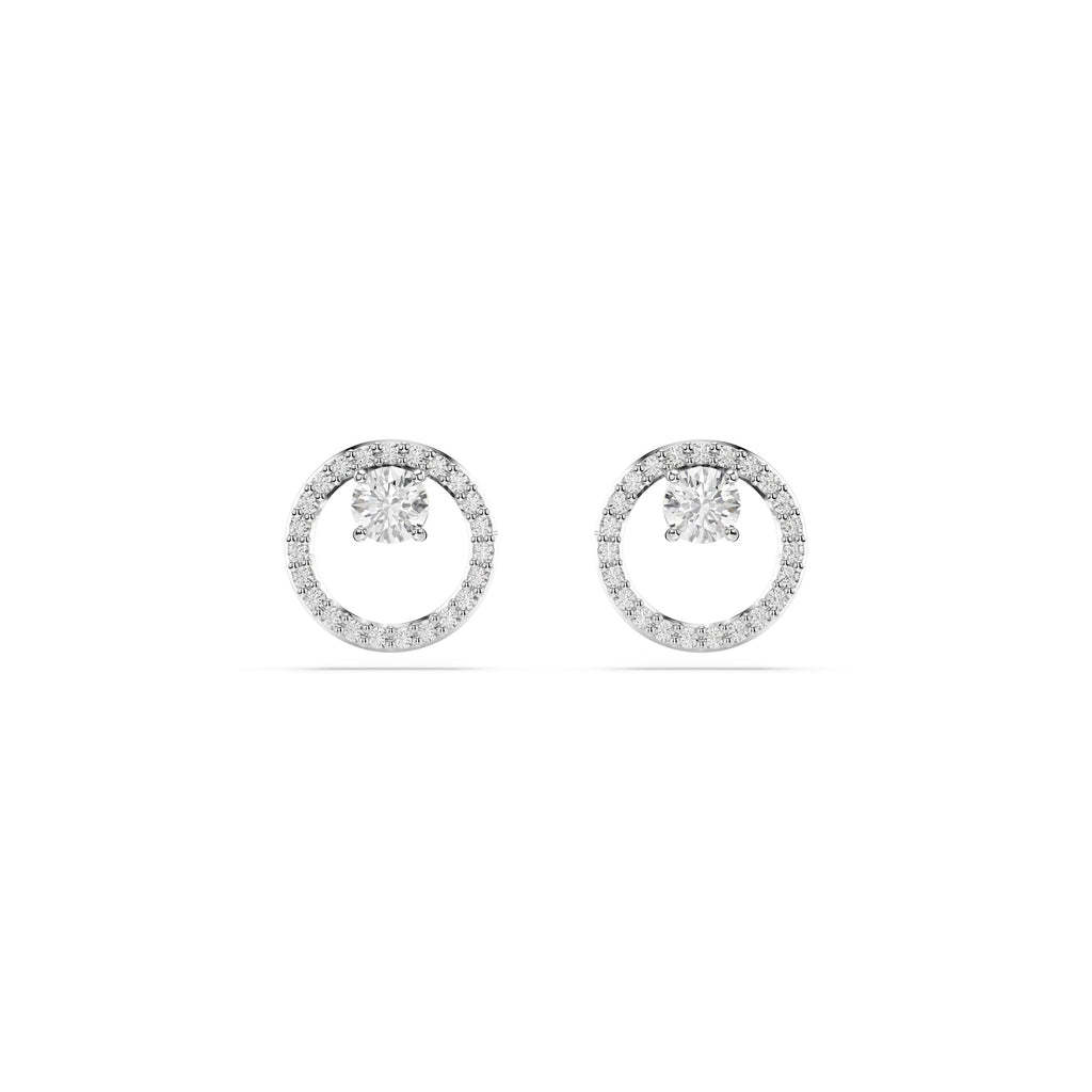 Swarovski Constella Stud Earrings, Round Cut, Clear, Rhodium Finished